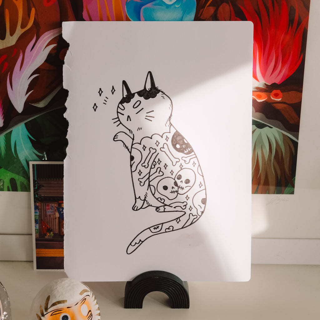 Tattoo Cat (2) Original Marker Drawing - Signed