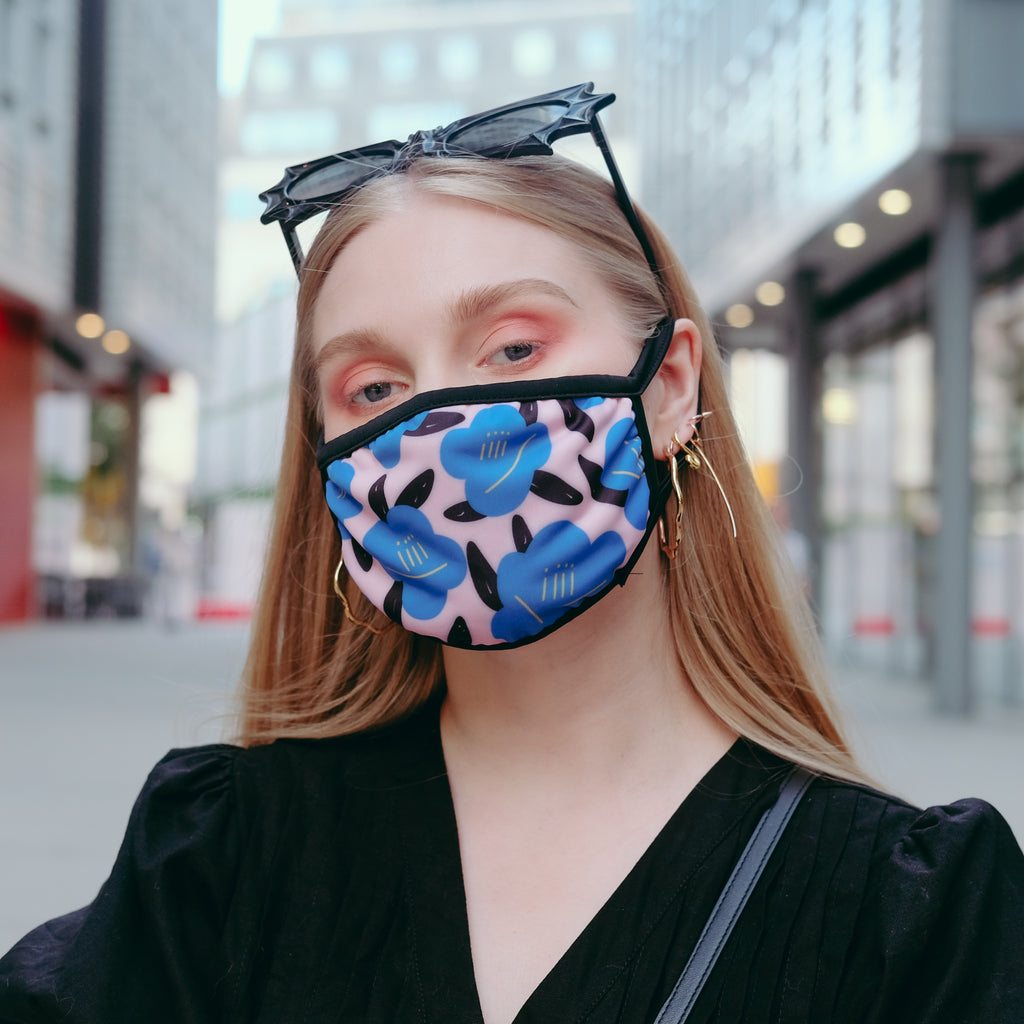 Blue Flora Face Mask