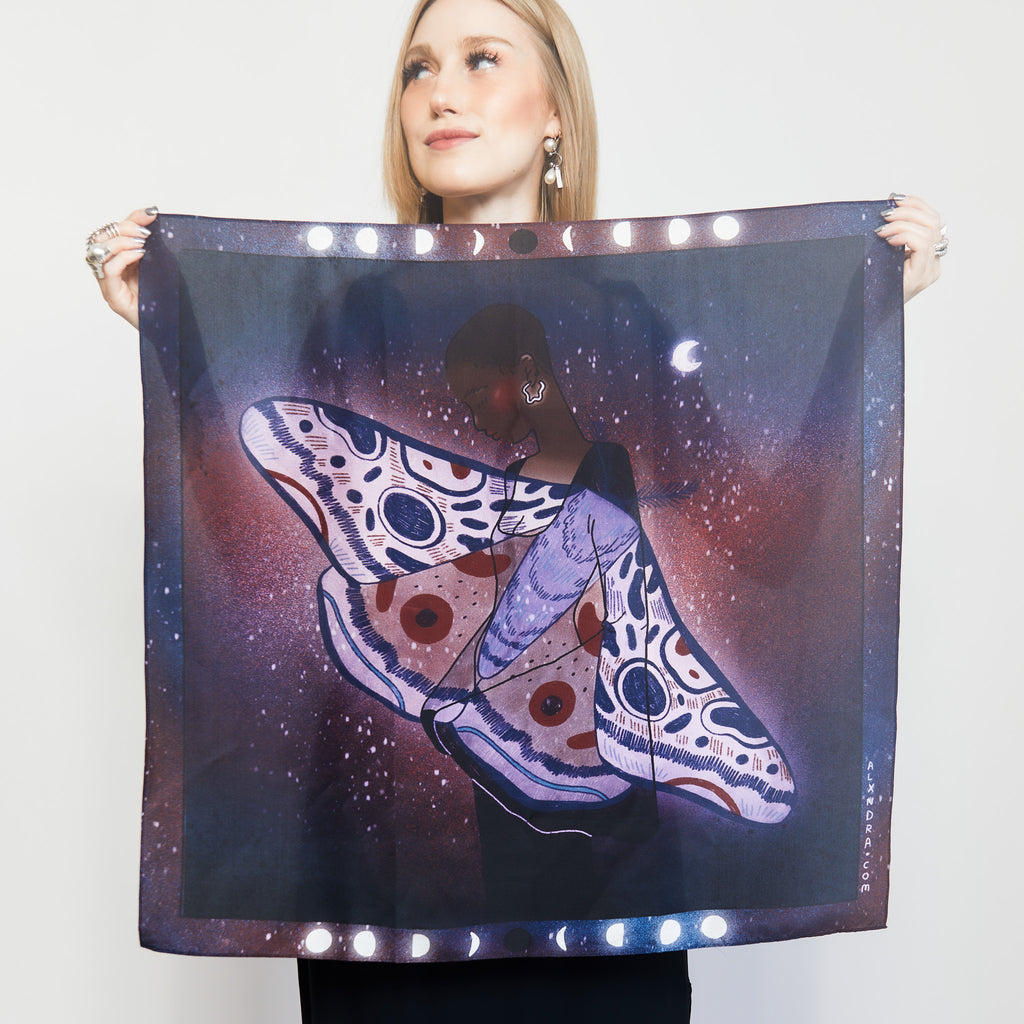 Moth Moon Silk Scarf