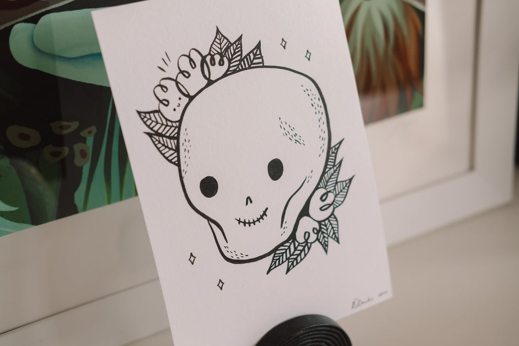 Skull Original Ink Drawing - Signed