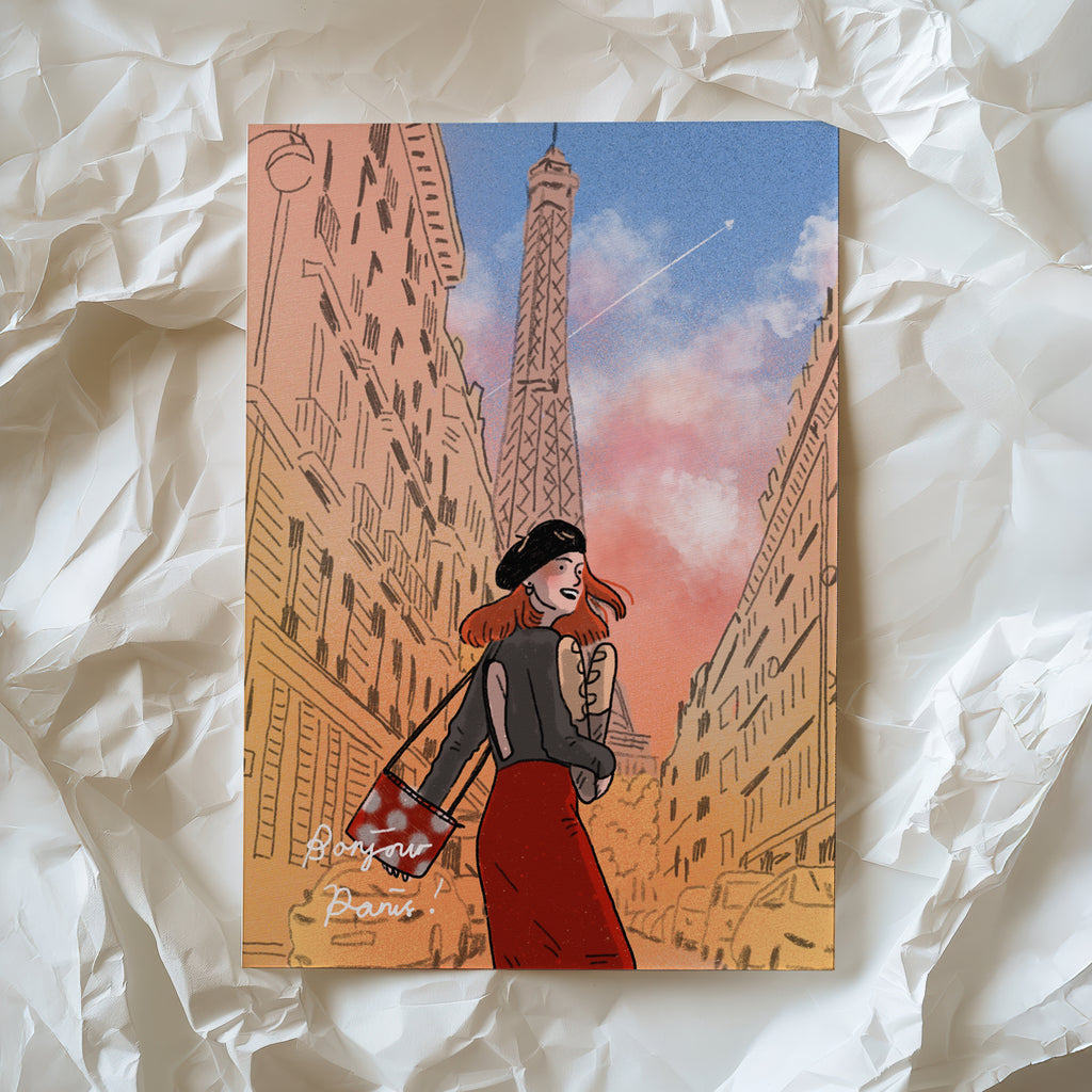 Bonjour Paris Postcard